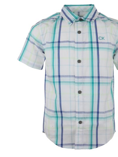 Calvin Klein Little Boys' Short Sleeve Button Up Woven Shirt City Plaid product