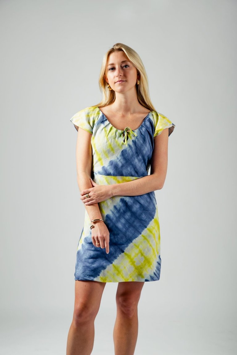 Sophie Ombré Dress - Lime/Indigo