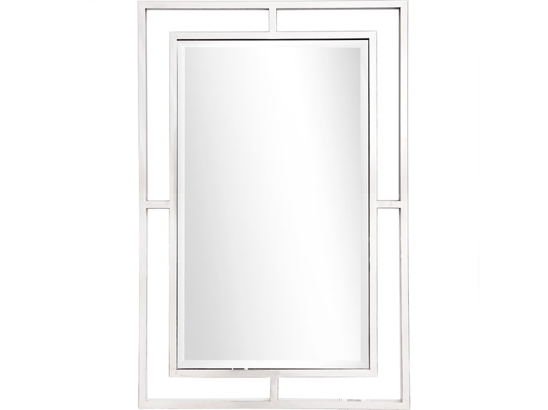 Addisson Casual Rectangle Framed Floating Accent Mirror - Silver
