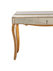 Astrid 47.25 in. Antique Gold Rectangle Glass Console Table