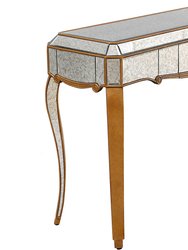 Astrid 47.25 in. Antique Gold Rectangle Glass Console Table