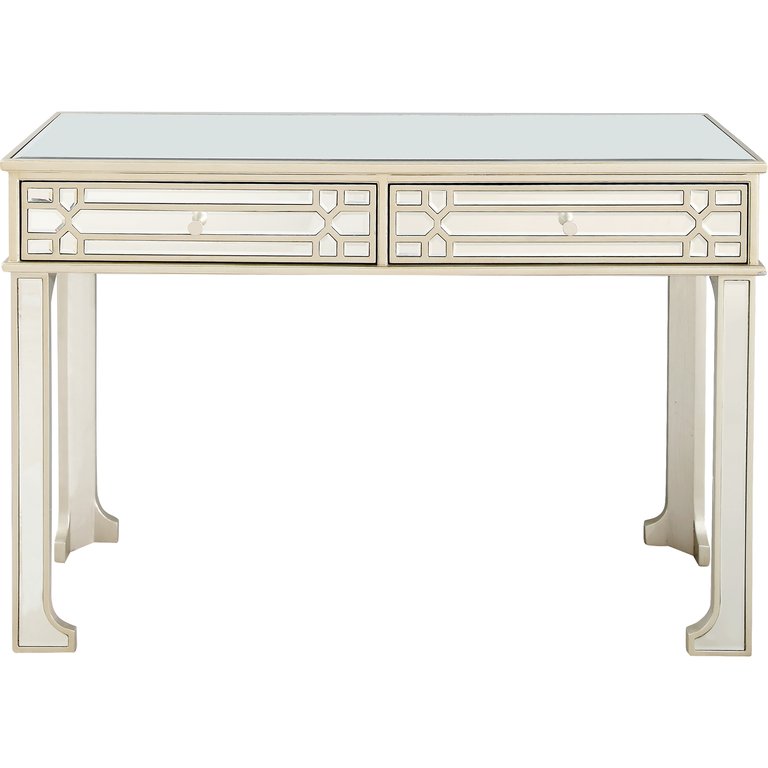 Aubrey 48 in. Champagne Rectangle Glass Console Table - Champagne