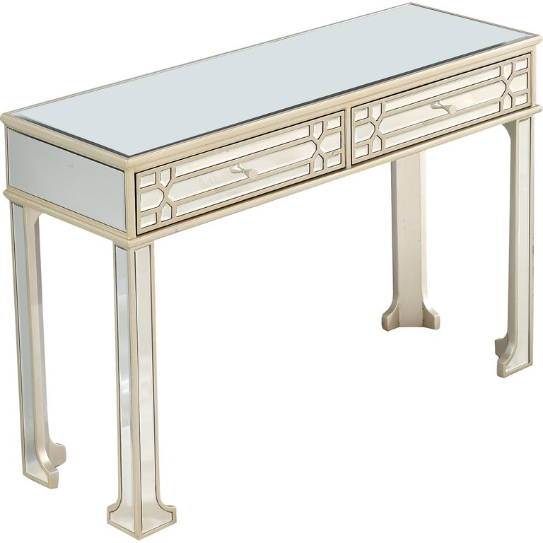 Aubrey 48 in. Champagne Rectangle Glass Console Table