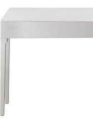 Carla 40 in. Antique Silver Rectangle Glass Console Table