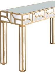 Cassandra 47.25 in. Gold  Rectangle Glass Console Table