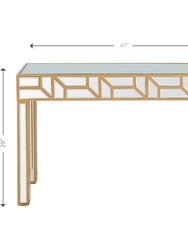 Cassandra 47.25 in. Gold  Rectangle Glass Console Table