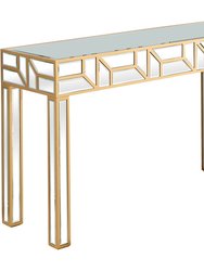 Cassandra 47.25 in. Gold  Rectangle Glass Console Table - Gold