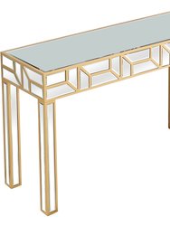 Cassandra 47.25 in. Gold  Rectangle Glass Console Table