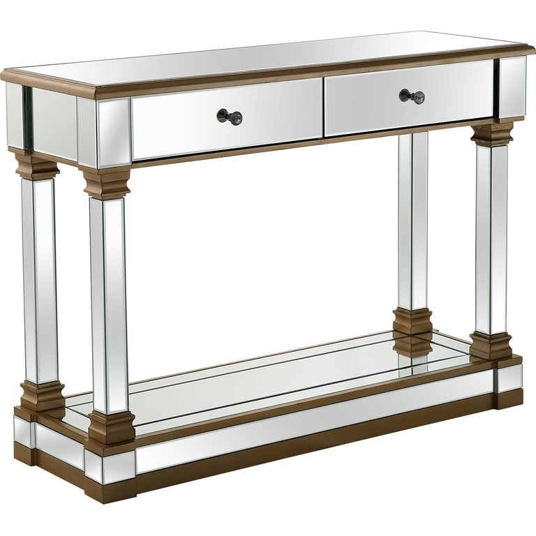 Declan 47.2 in. Champagne Rectangle Glass Console Table