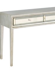 Delaney 48 in. Antique Silver Rectangle Glass Console Table