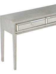 Delaney 48 in. Antique Silver Rectangle Glass Console Table