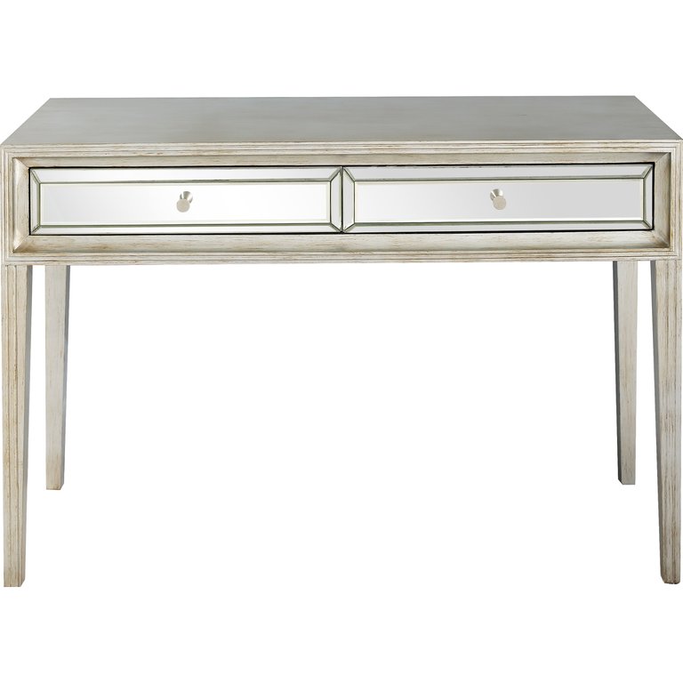 Delaney 48 in. Antique Silver Rectangle Glass Console Table