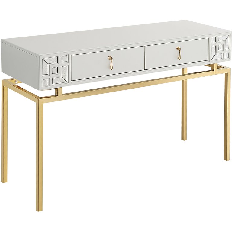 Dynasty 47.2 in. White Rectangle Glass Console Table