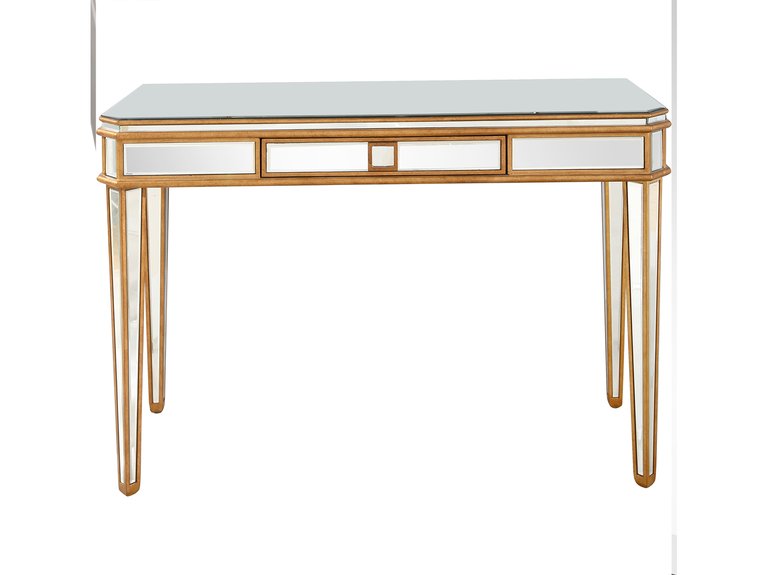 Finley 48 in. Antique Gold Rectangle Glass Console Table - Antique Gold
