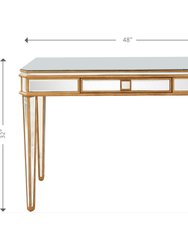 Finley 48 in. Antique Gold Rectangle Glass Console Table