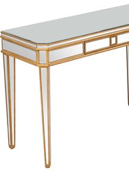 Finley 48 in. Antique Gold Rectangle Glass Console Table