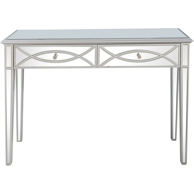 Helena 48" Silver Rectangle Glass Console Table - Silver