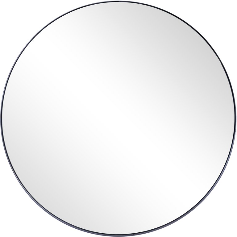 Metal Frame 32 in. x 32 in. Casual Round Framed Classic Accent Mirror - Black