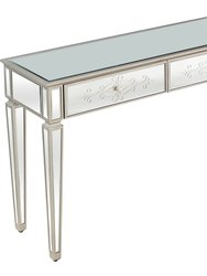 Miriam 47.25 in. Antique Silver Rectangle Glass Console Table