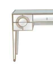 Ophelia 43.25 in. Antique Silver Rectangle Glass Console Table