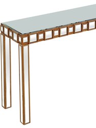 Orion 43.25 in. Antique Gold Rectangle Glass Console Table