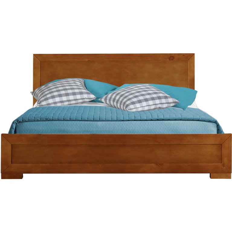 Oxford Brown Oak Platform Bed - Oak