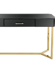 Sonya 47.2" Black Rectangle Glass Console Table - Black