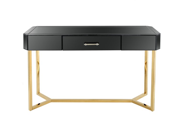 Sonya 47.2" Black Rectangle Glass Console Table - Black