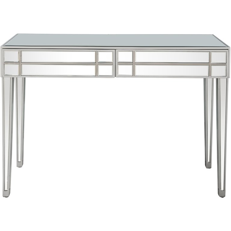 Vera 48" Rectangle Glass Console Table - Silver - Silver