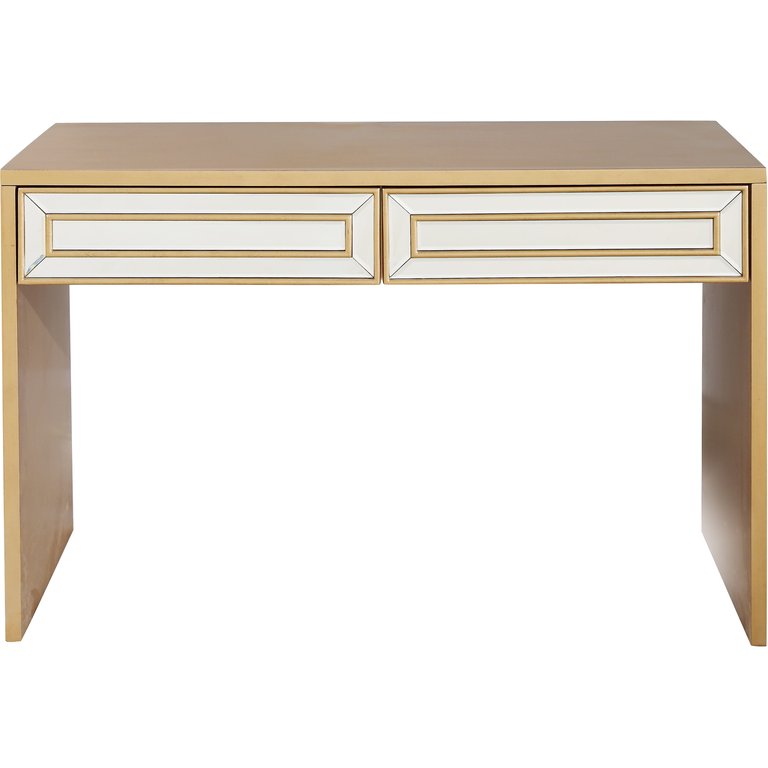 Virginia 48" Antique Gold Rectangle Glass Console Table - Antique Gold