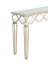 Yasmina 47.25" Rectangle Glass Console Table - Antique Silver