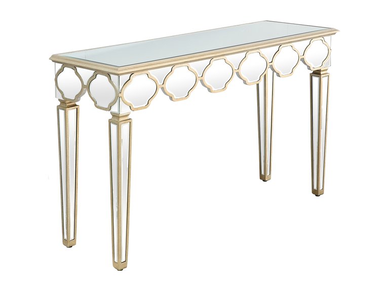 Yasmina 47.25" Rectangle Glass Console Table - Antique Silver