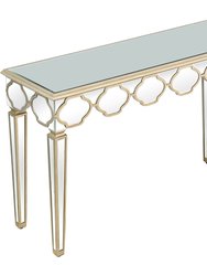 Yasmina 47.25" Rectangle Glass Console Table - Antique Silver