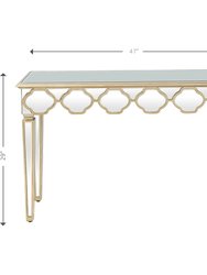 Yasmina 47.25" Rectangle Glass Console Table - Antique Silver