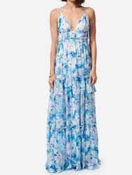 Doris Chiffon Dress Sea Floral