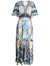 Shaped Waistband Dress With Flutter Sleeves - Multicolor