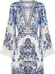 Women's Kimono-Sleeve Silk Crepe Maxi Dress - Glaze And Graze