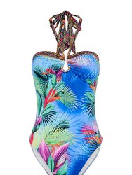 Women's What's Your Vice Bandeau One Piece Swimsuit With Ring - Multicolor
