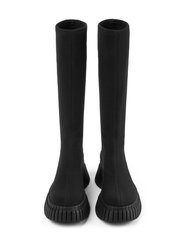 BCN Black Textile Boots For Women