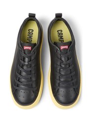 Black And Yellow Leather Runner Sneakers For Men