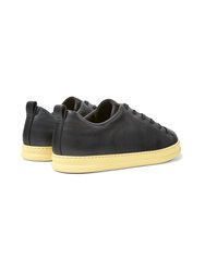 Black And Yellow Leather Runner Sneakers For Men