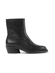 Women Black Leather Bonnie Boots  - Black