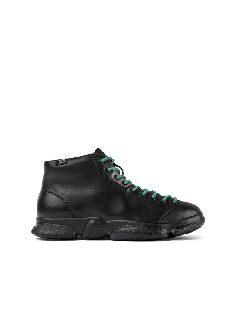  Women Black Leather Karst Ankle Boots - Black