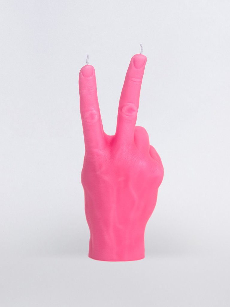 Hand Gesture Candles - Peace, Pink