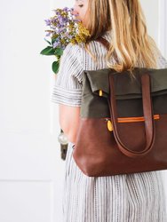 Greenpoint Convertible Backpack Tote in Vegan Leather - Olive/Espresso
