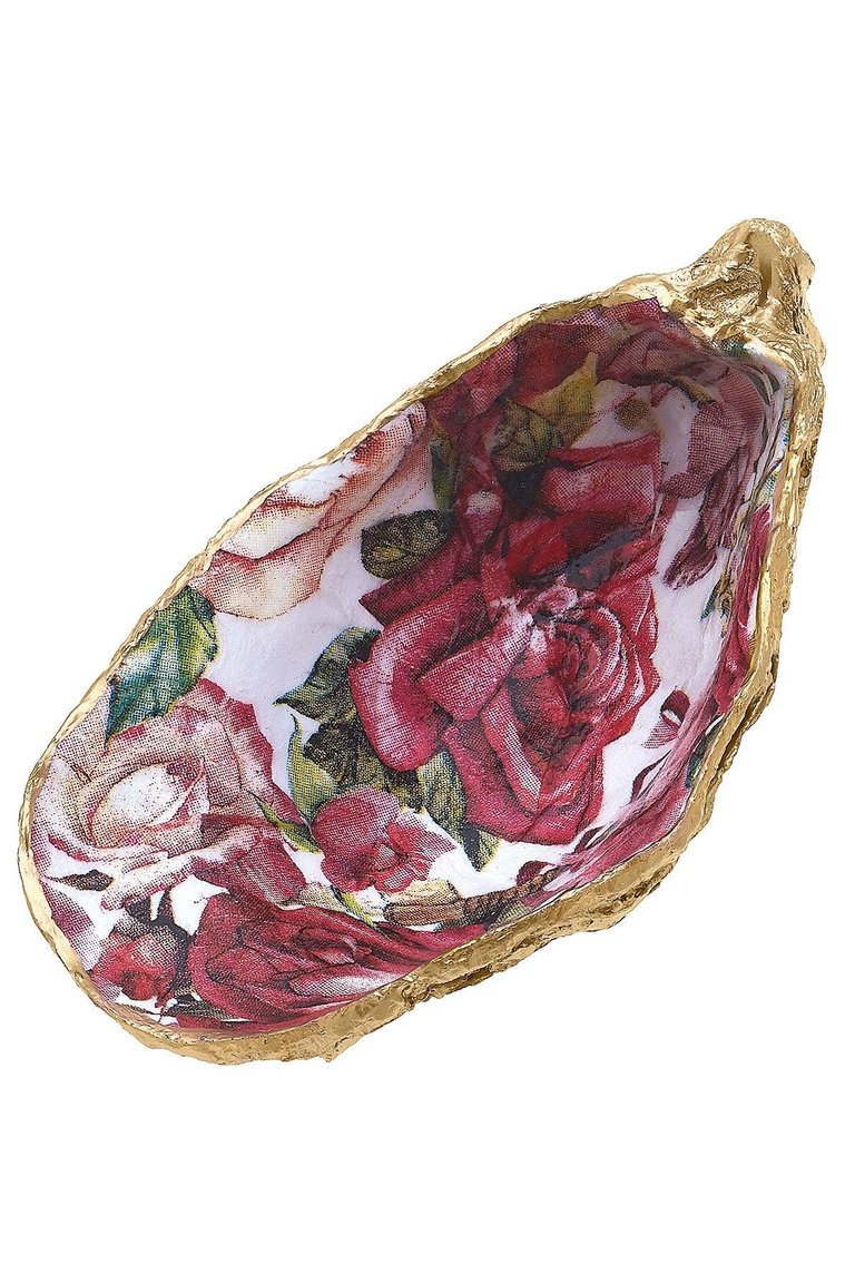 Abigail Decoupage Oyster Ring Dish in Pink & White - Pink & white