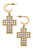 Abigail Pearl Cross Drop Hoop Earrings - Worn Gold