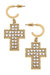 Abigail Pearl Cross Drop Hoop Earrings - Worn Gold