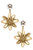 Adalynn Flower & Pearl Cluster Drop Earrings - Worn Gold