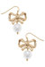 Adina Bow & Pearl Drop Earrings In Worn Gold - Worn Gold